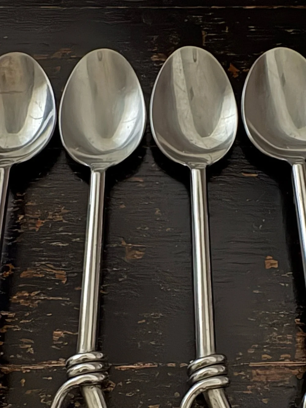 Gibson CUOMO Stainless OVAL SOUP SPOONS Open Ring Tip 18/8  Flatware Set of 4